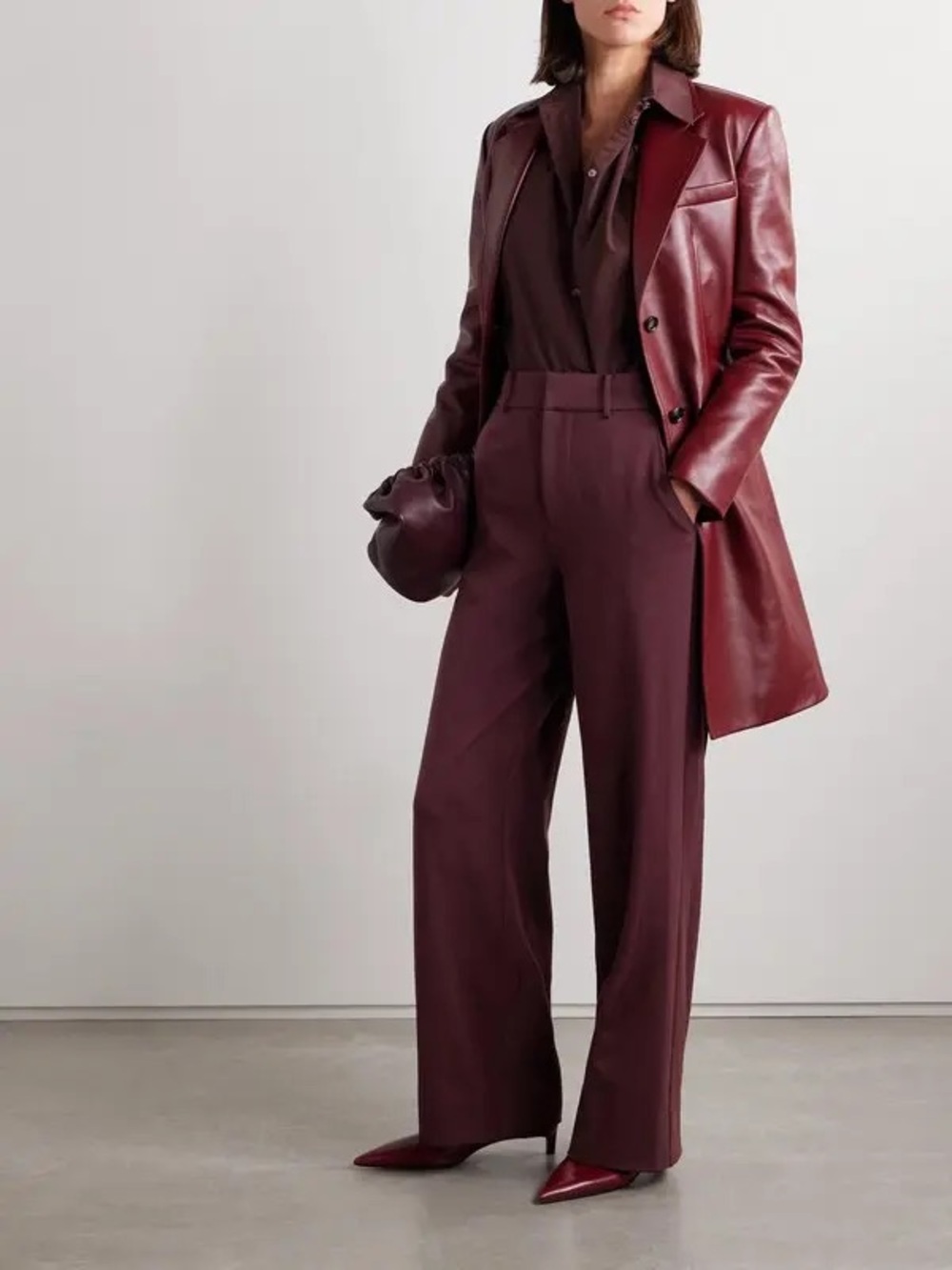 Staud Prince Twill Wide Leg Trousers Purple Maroon Dress Pants Size 8
